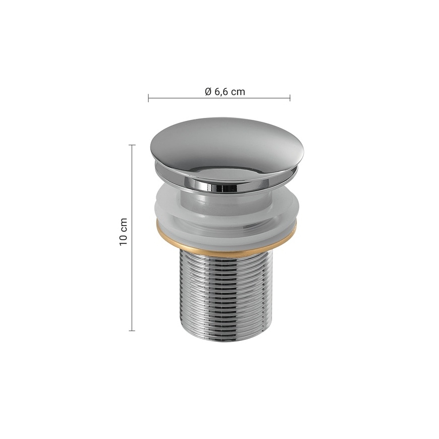Gedy - Pesualtaan CLICK-CLACK-pohjaventtiili, halkaisija 6,6 cm, kiiltävä kromi