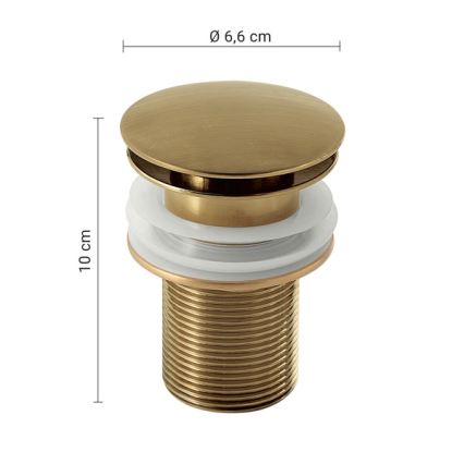 Gedy - Pesualtaan CLICK-CLACK-viemäri, halkaisija 6,6 cm, kultainen