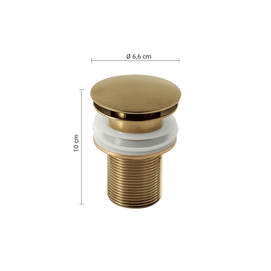 Gedy - Pesualtaan CLICK-CLACK-viemäri, halkaisija 6,6 cm, kultainen