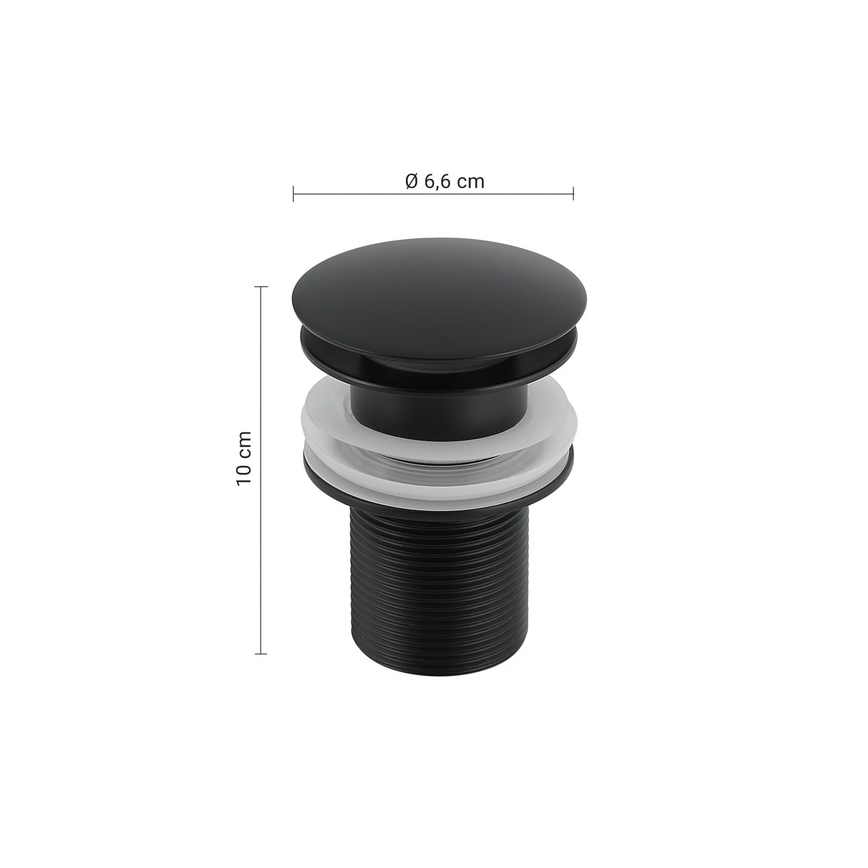 Gedy - Pesualtaan CLICK-CLACK-viemäri, halkaisija 6,6 cm, mattamusta