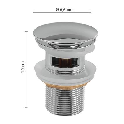 Gedy - Pesualtaan tyhjennysventtiili CLICK-CLACK halkaisija 6,6 cm kiillotettu kromi