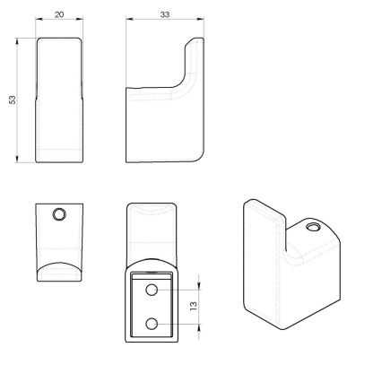 Gedy - PIRENEI 2 kpl seinäkoukkua, kullanvärinen