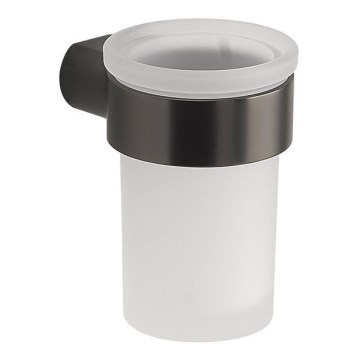 Gedy - PIRENEI seinäkiinnitteinen hammasharjateline, maitolasinen / metallinhohtoinen harmaa