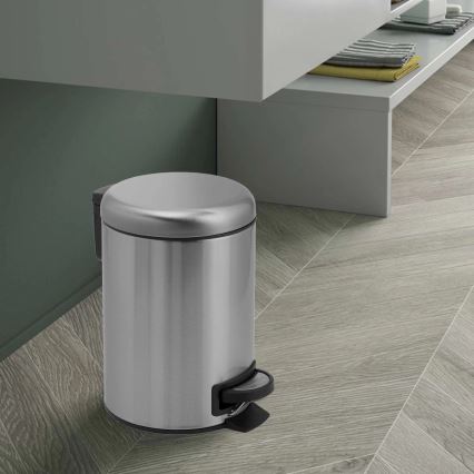 Gedy - POTTY 5 l pehmeästi sulkeutuva roskakori, harjattu ruostumaton teräs