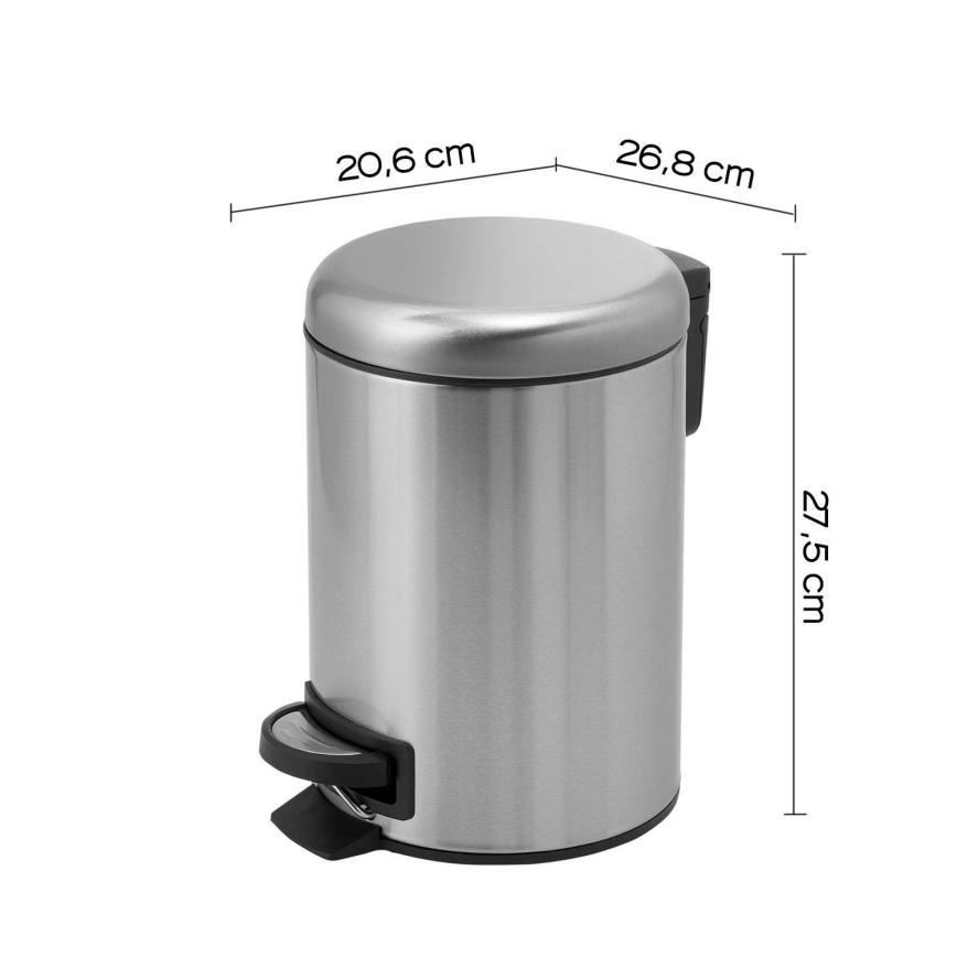 Gedy - POTTY 5 l pehmeästi sulkeutuva roskakori, harjattu ruostumaton teräs