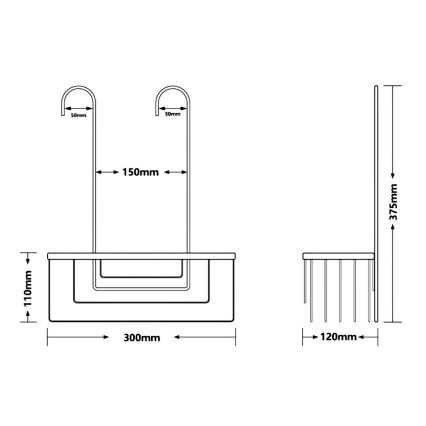 Gedy - Ripustettava suihkuhylly SMART 37,5 x 30 cm, mattamusta