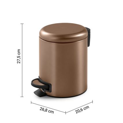Gedy - Roskakori POTTY 5 l, pehmeä sulkeutuminen, pronssinvärinen