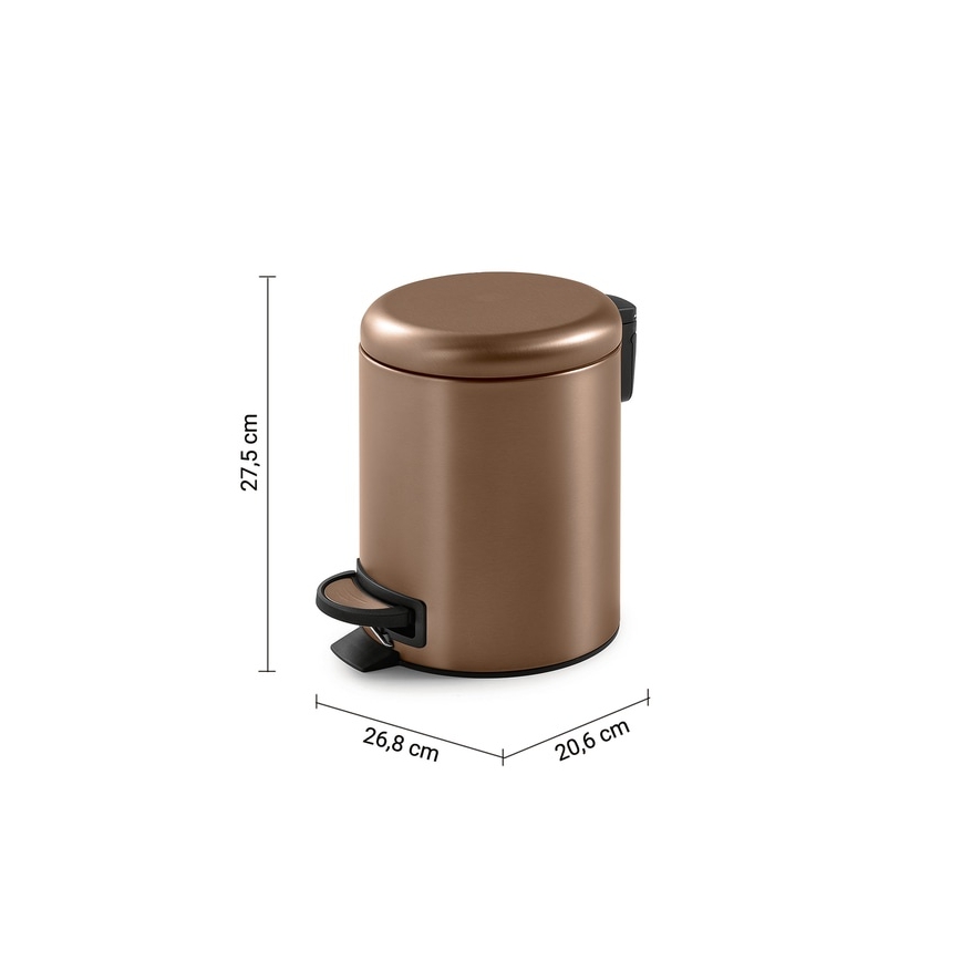 Gedy - Roskakori POTTY 5 l, pehmeä sulkeutuminen, pronssinvärinen