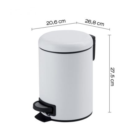 Gedy - Roskakori POTTY 5 l, pehmeä sulkeutuminen, valkoinen