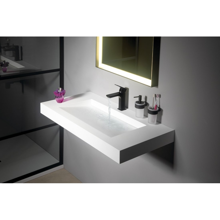 Gedy - Seinään asennettava PIRENEI-saippua-annostelija 110 ml maitolasi/mattamusta