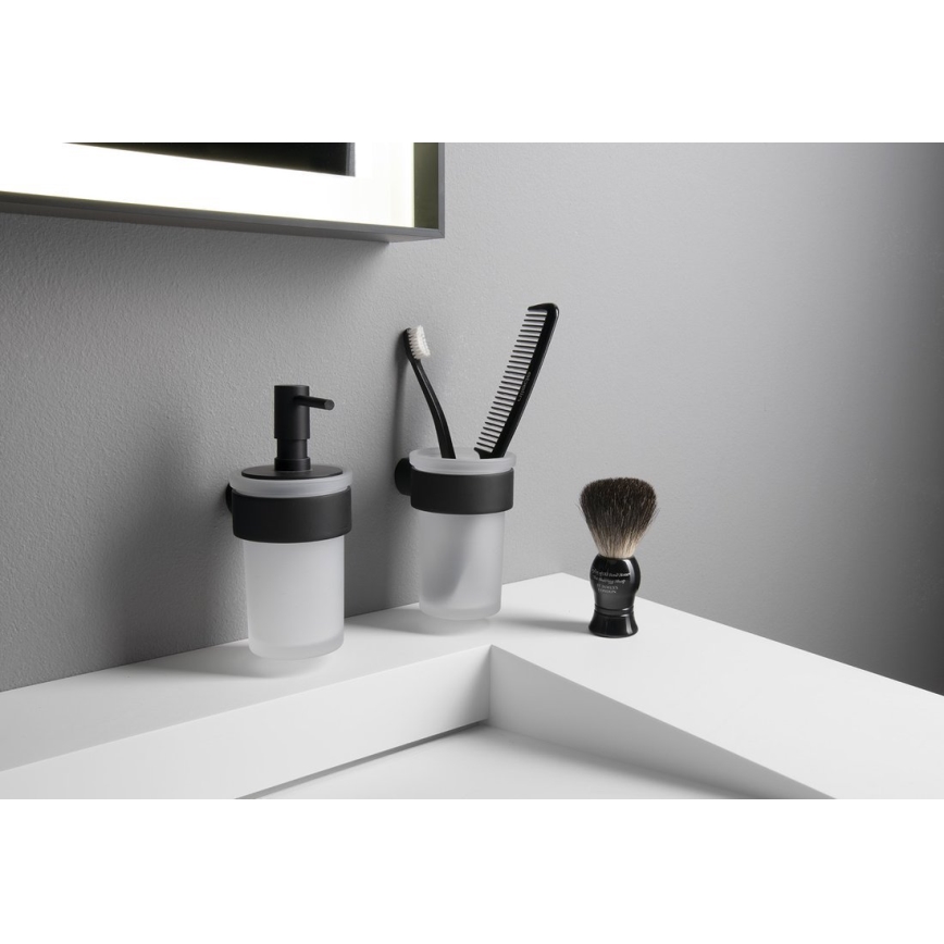 Gedy - Seinään asennettava PIRENEI-saippua-annostelija 110 ml maitolasi/mattamusta