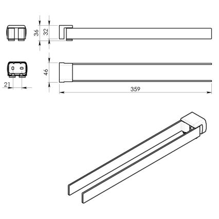 Gedy - Seinään asennettava pyyhesanko PIRENEI 35,9 cm, metallinhohtoinen harmaa