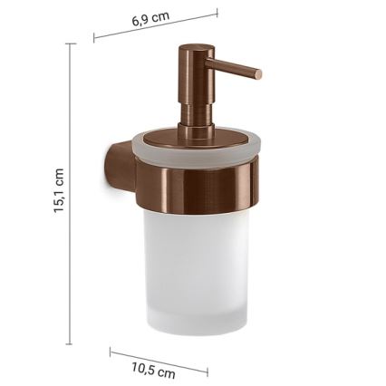 Gedy - Seinään asennettava saippua-annostelija PIRENEI 140 ml maitolasi/pronssinvärinen