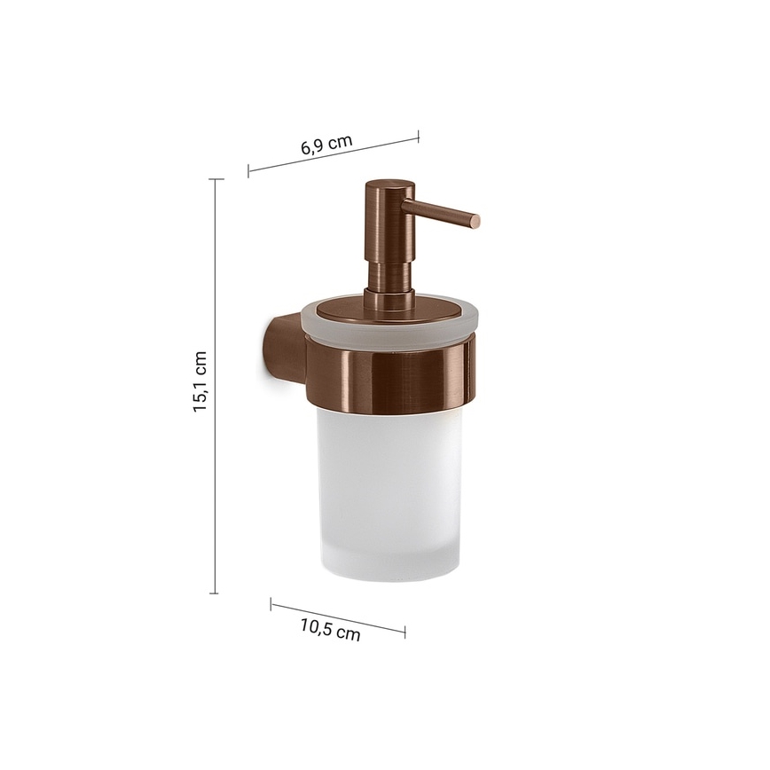 Gedy - Seinään asennettava saippua-annostelija PIRENEI 140 ml maitolasi/pronssinvärinen