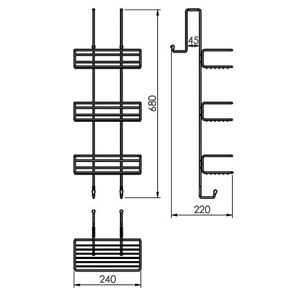 Gedy - Seinään asennettava suihkuhylly CHROM LINE 68x24 cm kiiltävä kromi