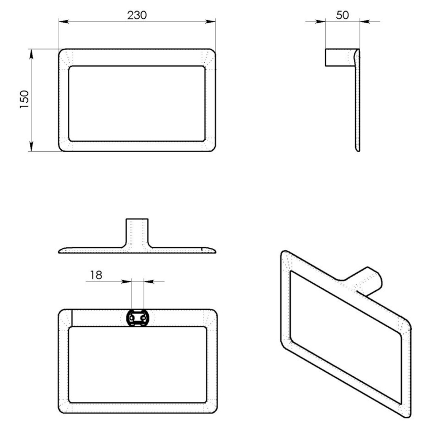 Gedy - Seinään kiinnitettävä pyyheripustin PIRENEI 15x23 cm metallinhohtoinen harmaa