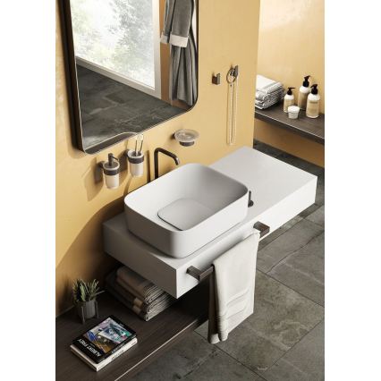 Gedy - Seinään kiinnitettävä pyyheteline PIRENEI 6,6x45 cm metallinhohtoinen harmaa