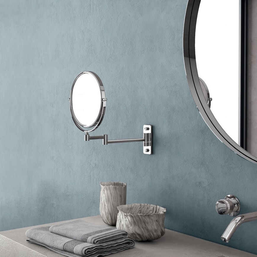 Gedy - Seinälle asennettava meikkipeili GAIA kiiltävä kromi