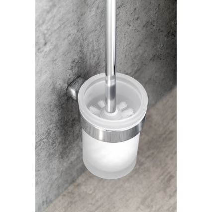 Gedy - Seinälle kiinnitettävä wc-harja PIRENEI kiiltävä kromi/lasi satiini