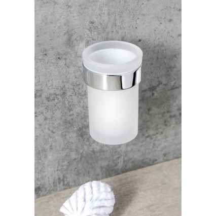 Gedy - Seinälle kiinnitettävä wc-harja PIRENEI kiiltävä kromi/lasi satiini