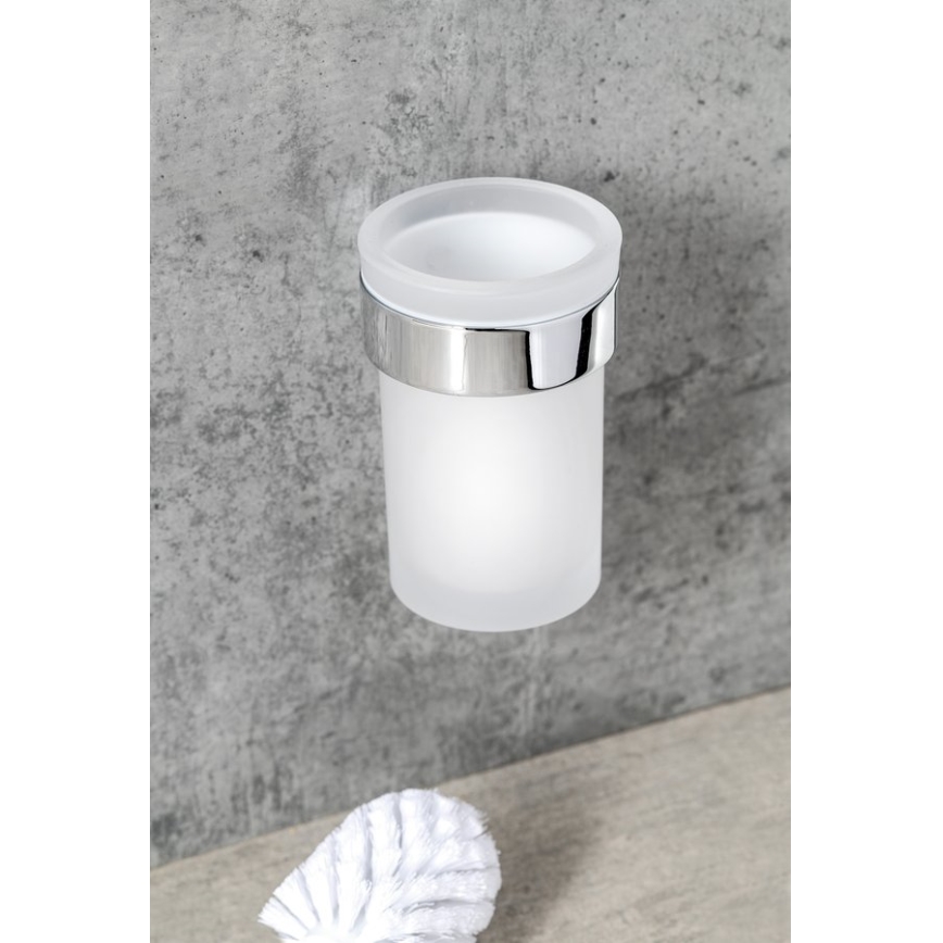 Gedy - Seinälle kiinnitettävä wc-harja PIRENEI kiiltävä kromi/lasi satiini