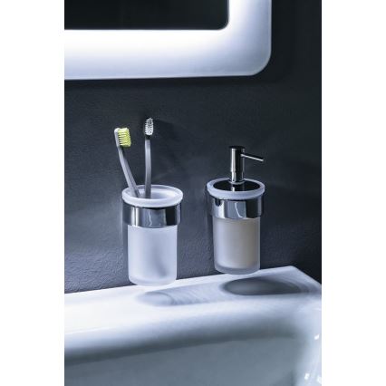 Gedy - Seinäsaippuanannostelija PIRENEI 110 mm maitomainen lasi/kiiltävä kromi