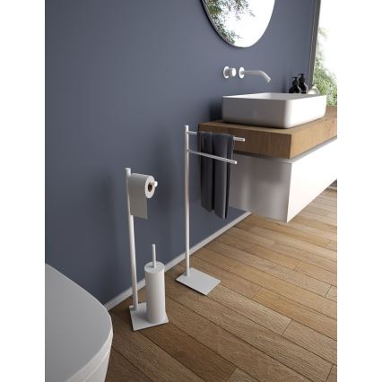 Gedy - Seisova WC-harja WC-paperitelineellä TRILLY mattavalkoinen