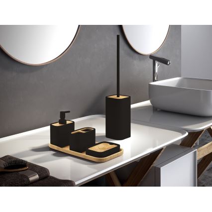 Gedy - Vapaasti seisova wc-harja NINFEA musta/bambu