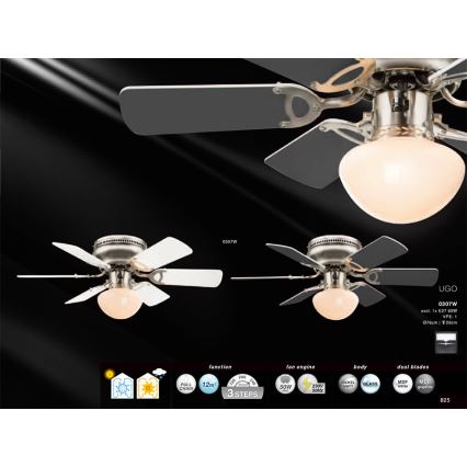 Globo - Kattotuuletin 1xE27/60W/230V