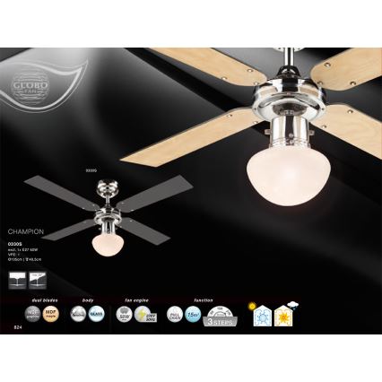 GLOBO - Kattoilmaisin 1xE27/60W/230V