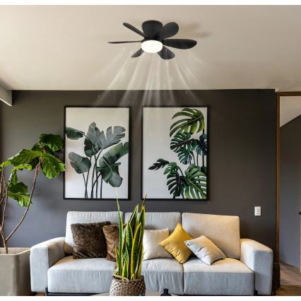 Globo - himmennettävä LED-kattotuuletin LED/5W/230V 2700-6500K musta + kaukosäädin