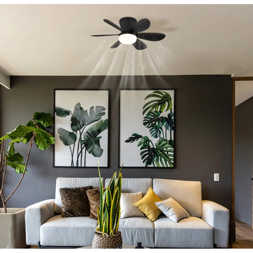 Globo - himmennettävä LED-kattotuuletin LED/5W/230V 2700-6500K musta + kaukosäädin