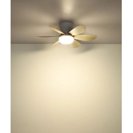Globo - Himennettävä LED-kattotuuletin LED/5W/230V 2700-6500K beige + kauko-ohjain