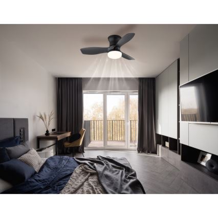 Globo - Himennettävä kattotuuletin LED/15W/230V 2700-6500K musta + kaukosäädin