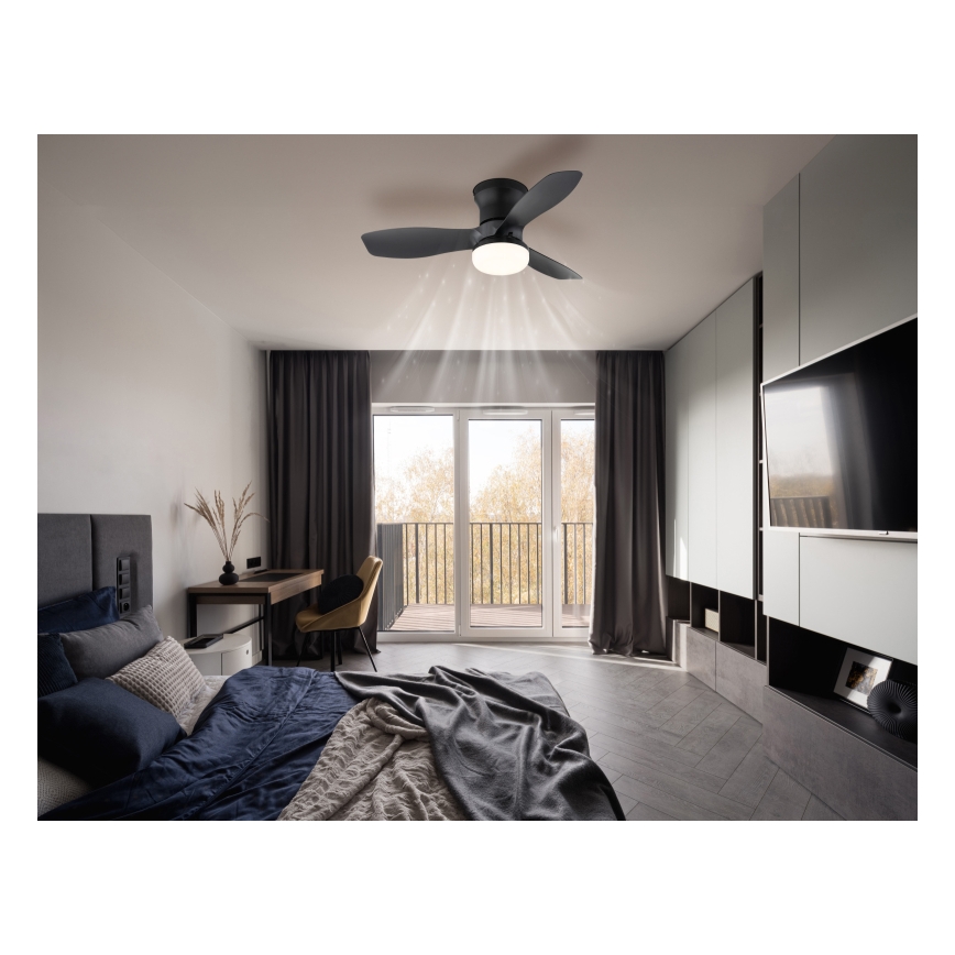 Globo - Himennettävä kattotuuletin LED/15W/230V 2700-6500K musta + kaukosäädin