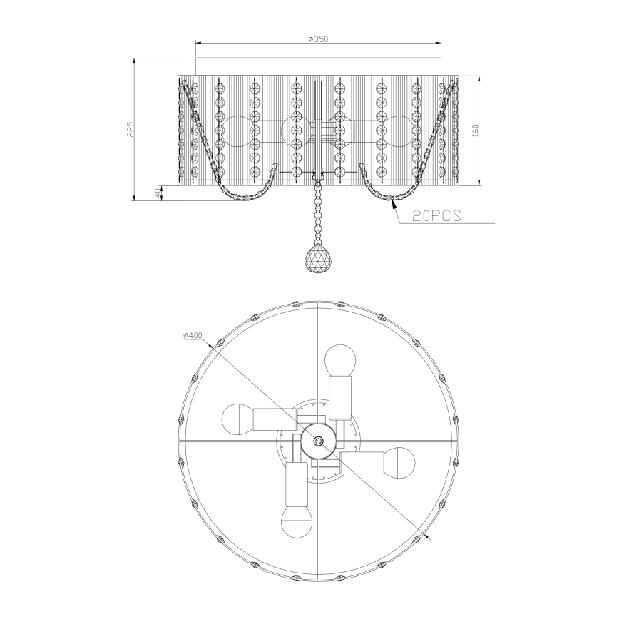 Globo - Kristallikattovalaisin 4xE14/40W/230V