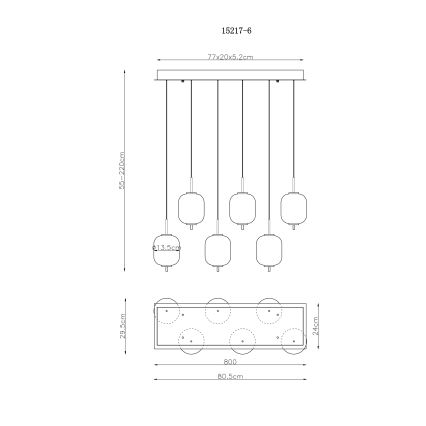 Globo - LED-kattokruunu johdossa 6xLED/6,7W/230V