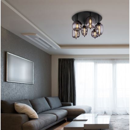 Globo - Pinta-asennettava kattokruunu 6xE14/40W/230V musta