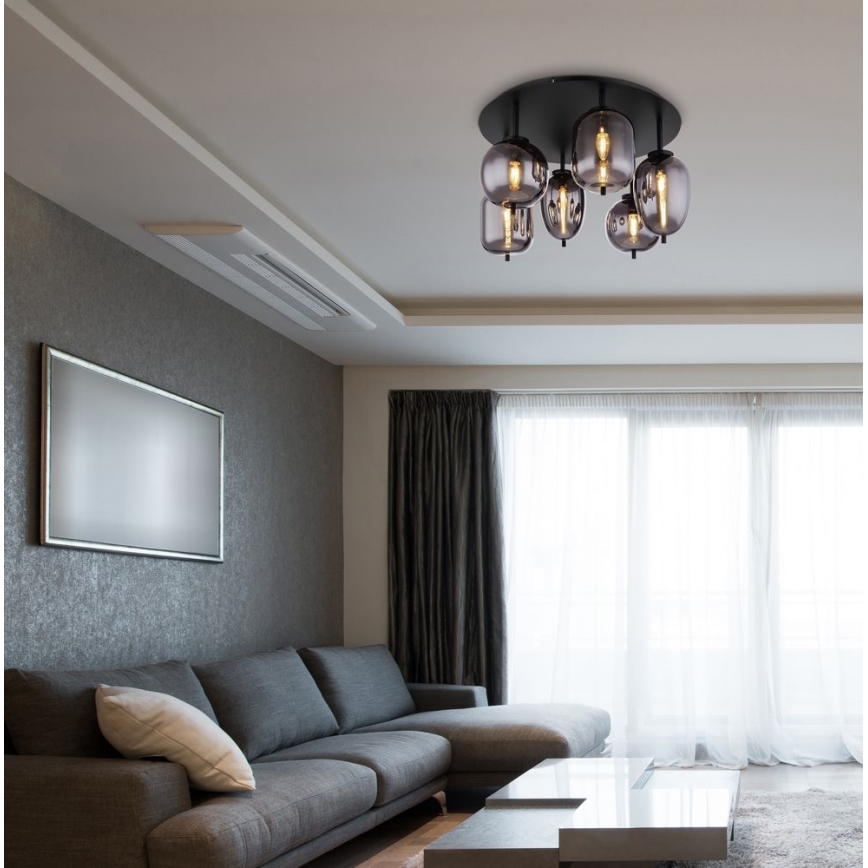 Globo - Pinta-asennettava kattokruunu 6xE14/40W/230V musta