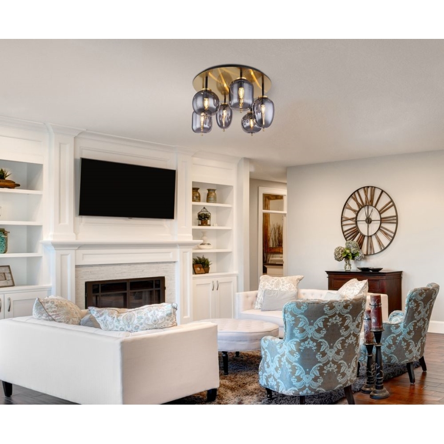 Globo - Pinta-asennettava kattokruunu 6xE14/40W/230V messinki