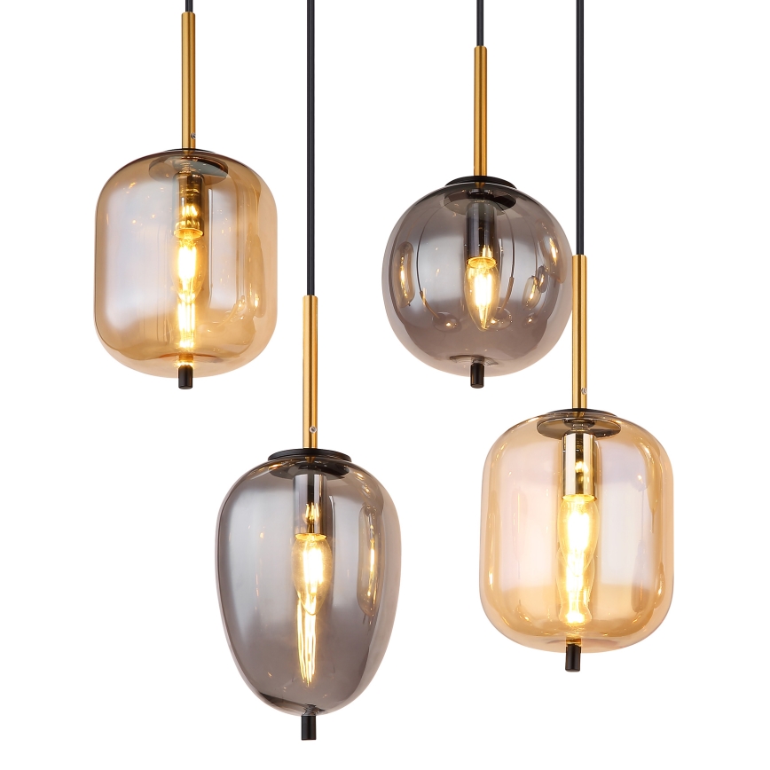 Globo - Kattokruunu johdossa 8xE14/40W/230V messinki