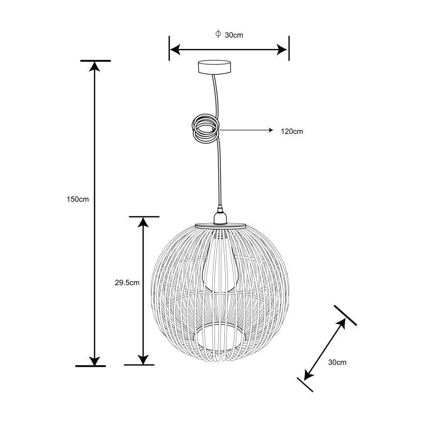Globo - Kattokruunu johdossa 1xE27/60W/230V bambu