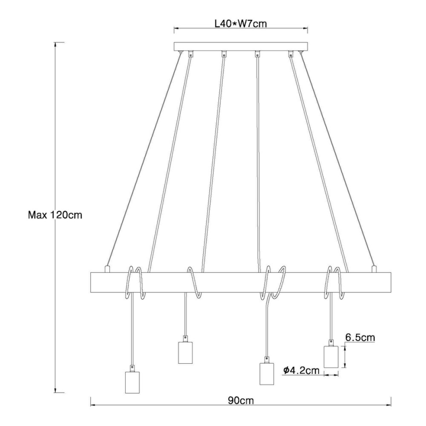 Globo - Kattokruunu narulla 4xE27/60W/230V