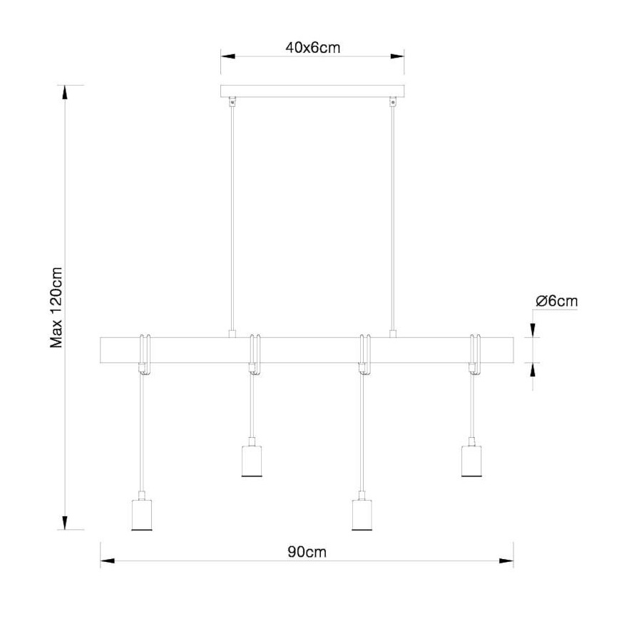 Globo 15459-4H - Kattokruunu johdossa LEO 4xE27/60W/230V