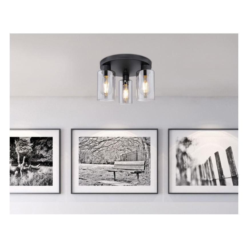 Globo - Kattovalo 3xE27/60W/230V musta