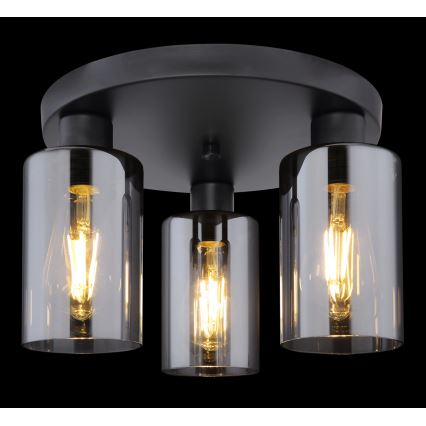 Globo - Kattovalo 3xE27/60W/230V musta
