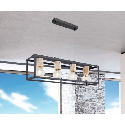 Globo - Kattokruunu narulla 4xE27/60W/230V