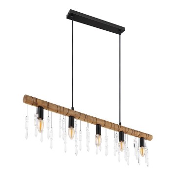 Globo 15532-5H - Kaapelikiinnitteinen riippuvalaisin KIRA 5xE14/40W/230V musta/ruskea