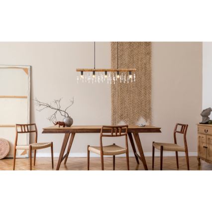 Globo 15532-5H - Kaapelikiinnitteinen riippuvalaisin KIRA 5xE14/40W/230V musta/ruskea