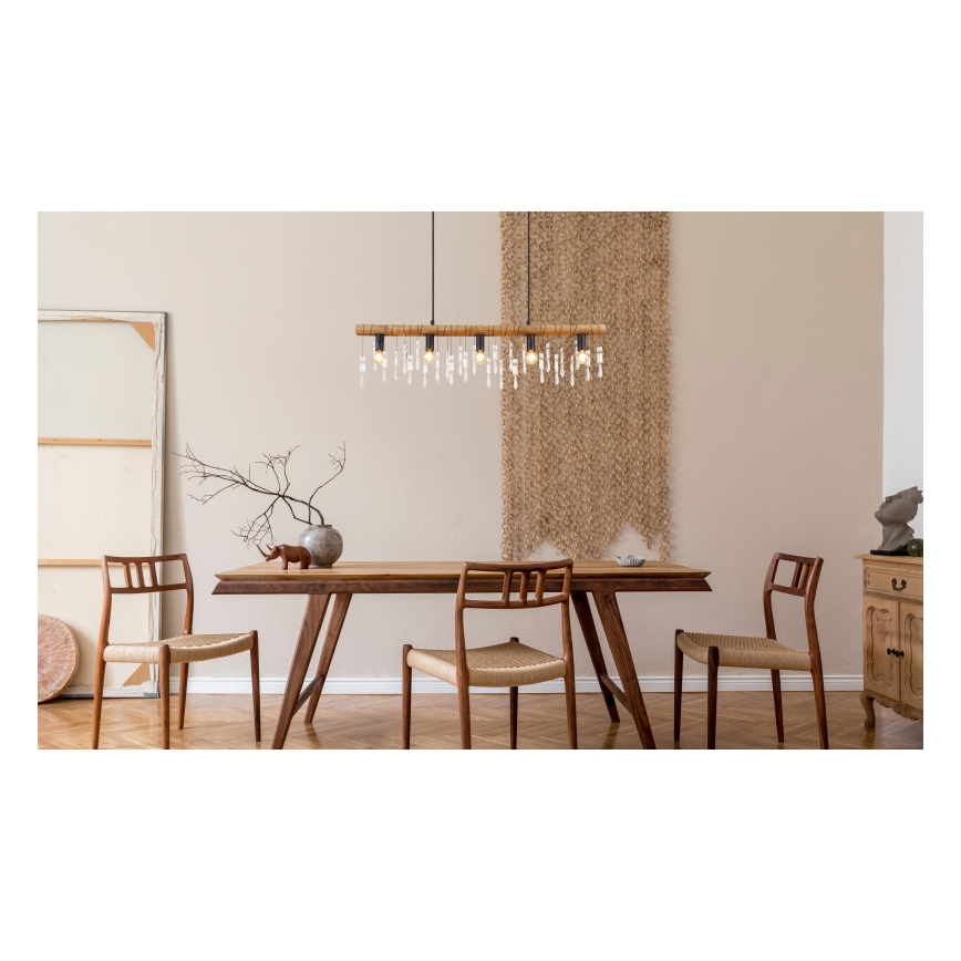 Globo 15532-5H - Kaapelikiinnitteinen riippuvalaisin KIRA 5xE14/40W/230V musta/ruskea